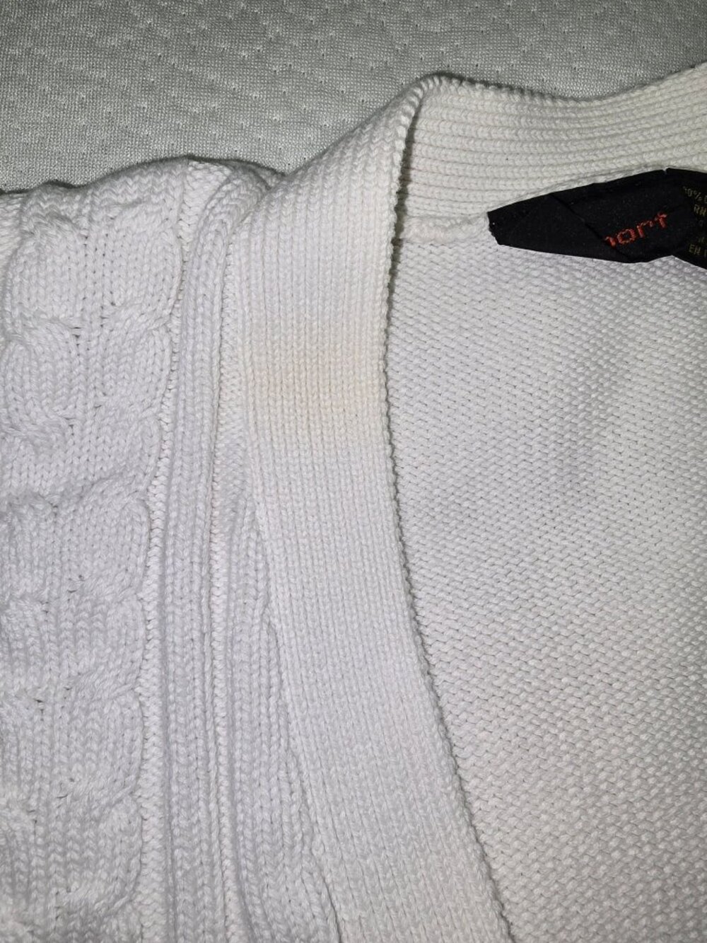 Lizsport White Cotton Cable Knit V-Neck Sweater Women's M READ - Picture 8 of 8